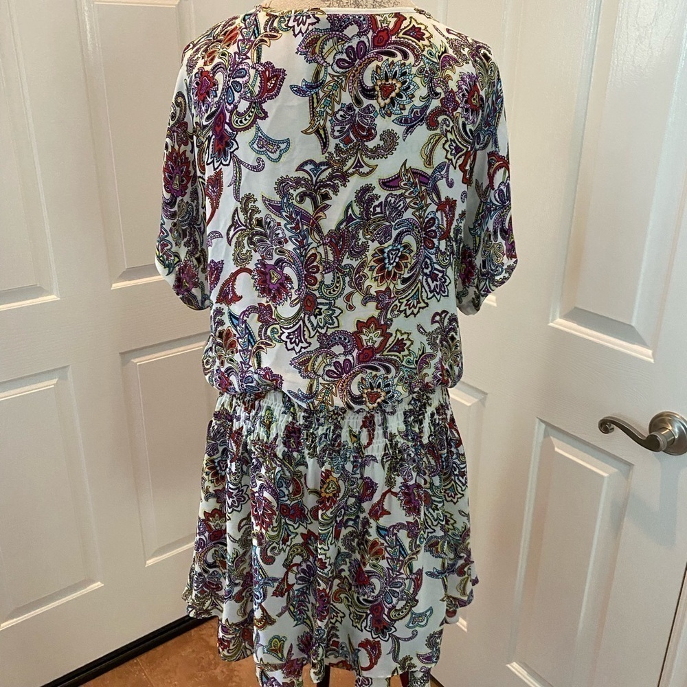 Banana republic Boho multicolor ruffle dress with tassels size large - Picture 2 of 11